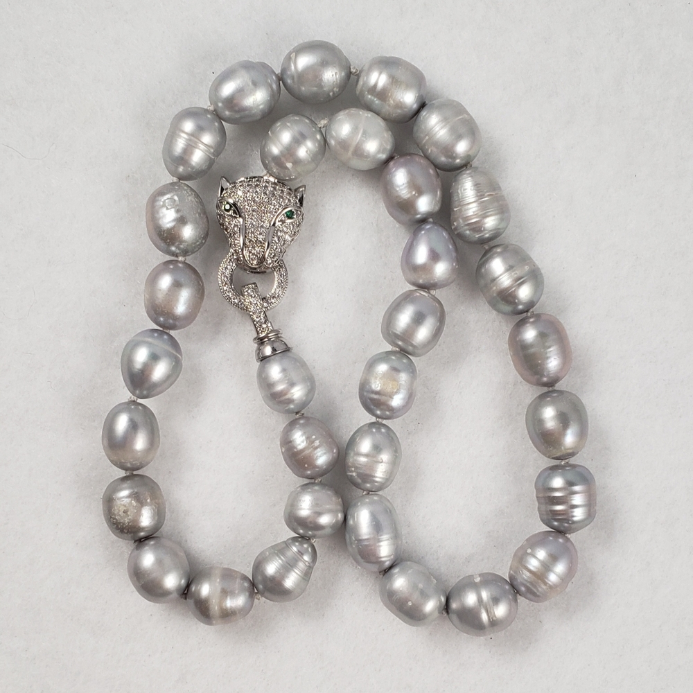 REAL - 11mm Gray Pearl Necklace - Picture 4 of 6